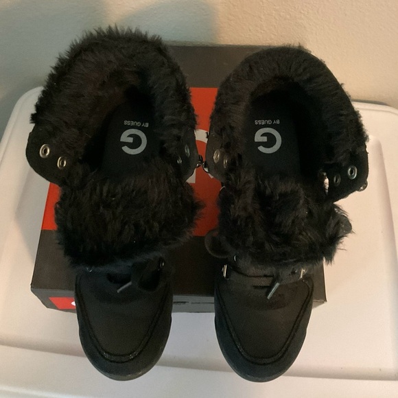 Black Guess Royce wedge heel booties. - Picture 4 of 6